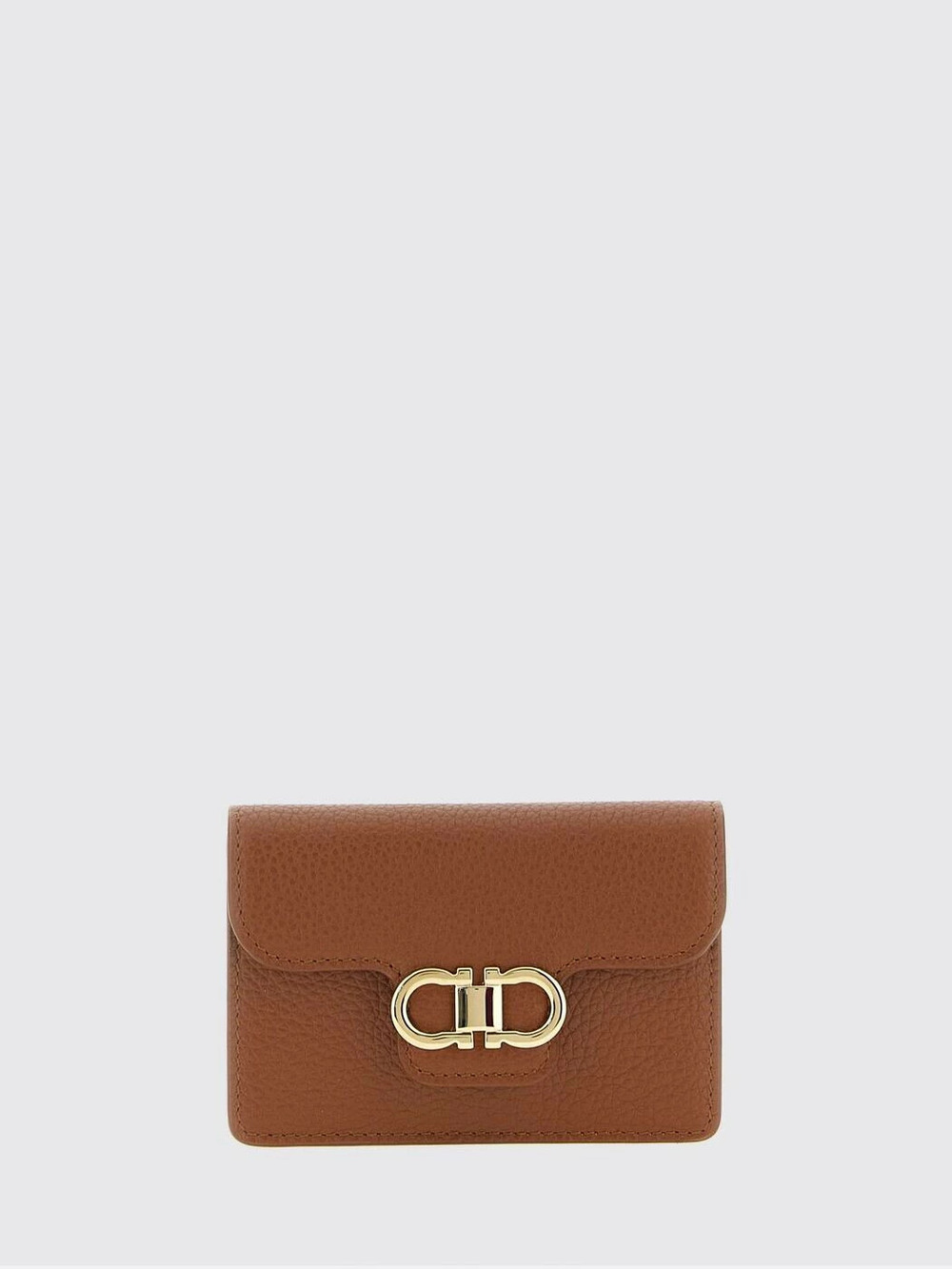 Salvatore Ferragamo Gancini Leather Key Holder Case Brown